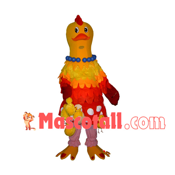 Elegant Chicken With Blue Pearl Necklace Mascot Costume