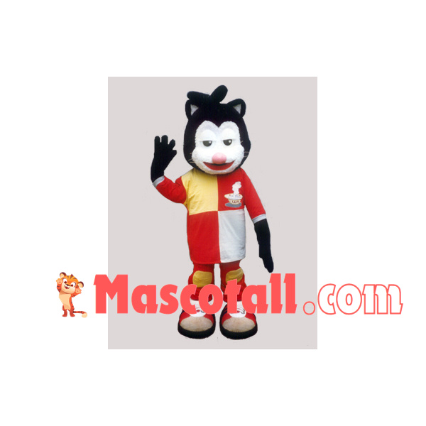 Tired Cat In Full Uniform Mascot Costume