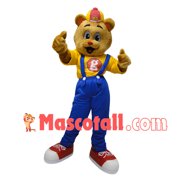 Hilarious Bear Wearing Fashion Overalls Mascot Costume