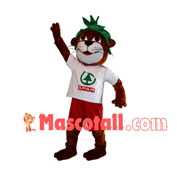 The Tiger With Leaves On Head Mascot Costume