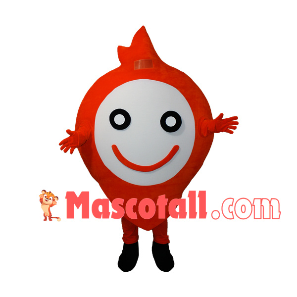 Round Shaped Red Smiley Doll Mascot Costume