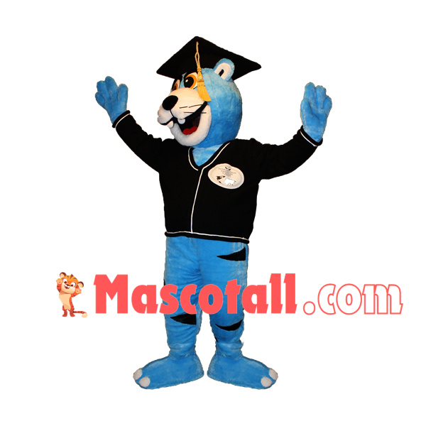 The Blue College Doctor Tiger Mascot Costume