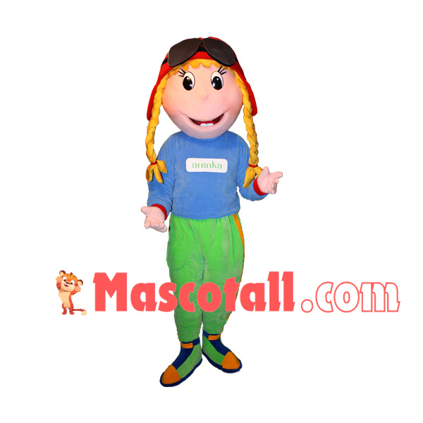Brightly Dressed Golden Braid Kid Mascot Costume