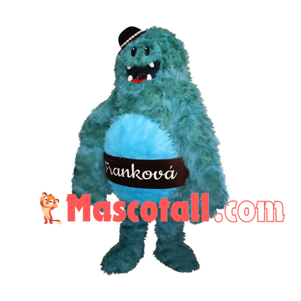 Dark Green Hairy Monster Cartoon Mascot Costume
