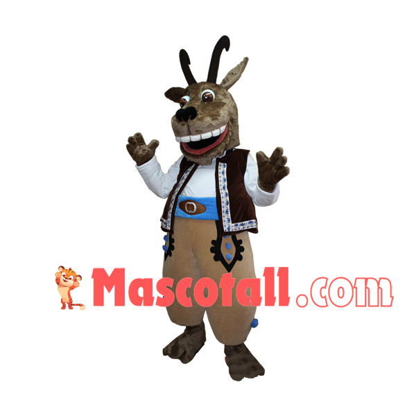 Excited Antelope In Ethnic Vest Mascot Costume