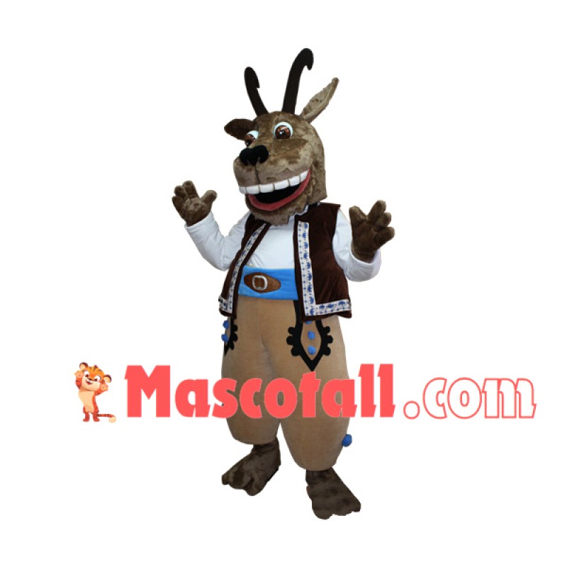 Excited Antelope In Ethnic Vest Mascot Costume