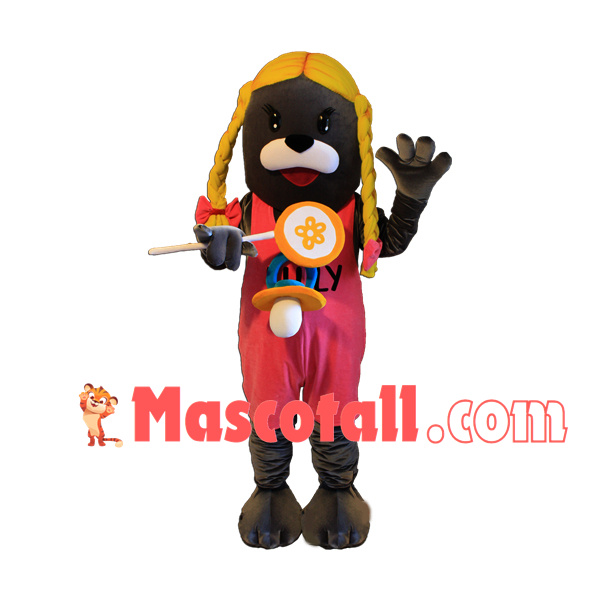 Pacifier Sea Lion Holding Lollipop Mascot Costume