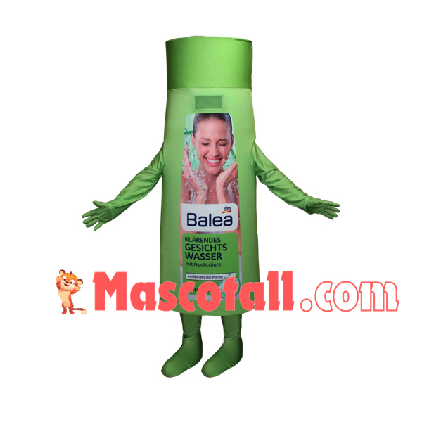 Green Bottle of Facial Beauty Lotion Mascot Costume
