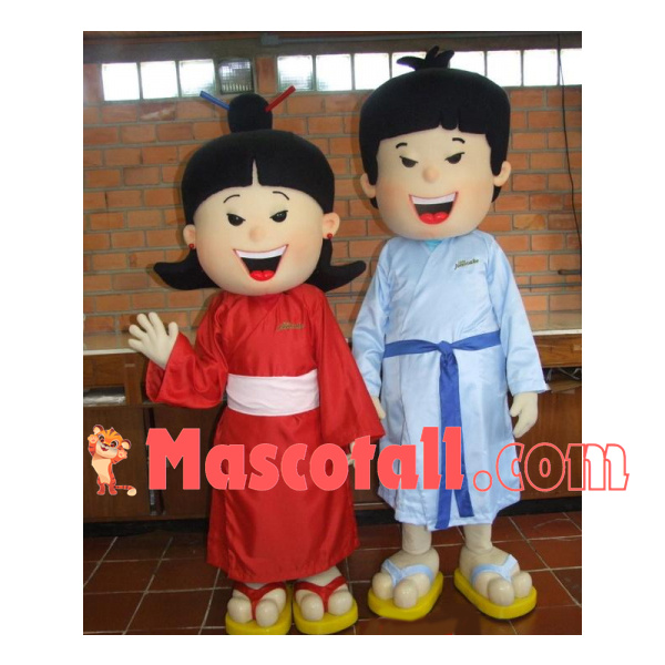 The Couple In Japanese Traditional Kimono Mascot Costume