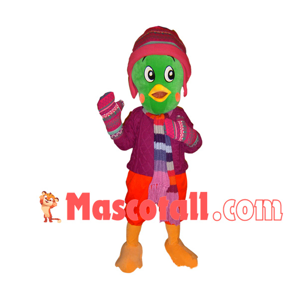 Warm Winter Green Bird Mascot Costume