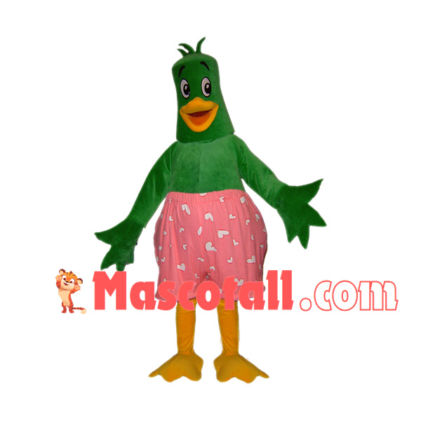 Green Chicken In The Pink Printed Shorts Mascot Costume