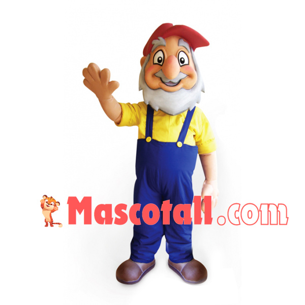 Service Station White Beard Grandpa Mascot Costume