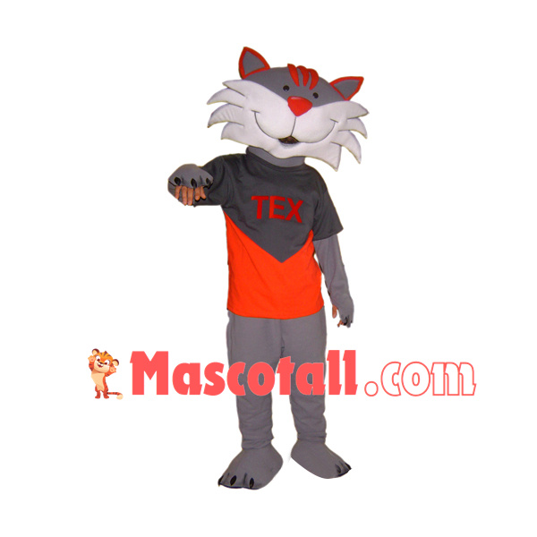 Grey Cat In Breathable Top Mascot Costume