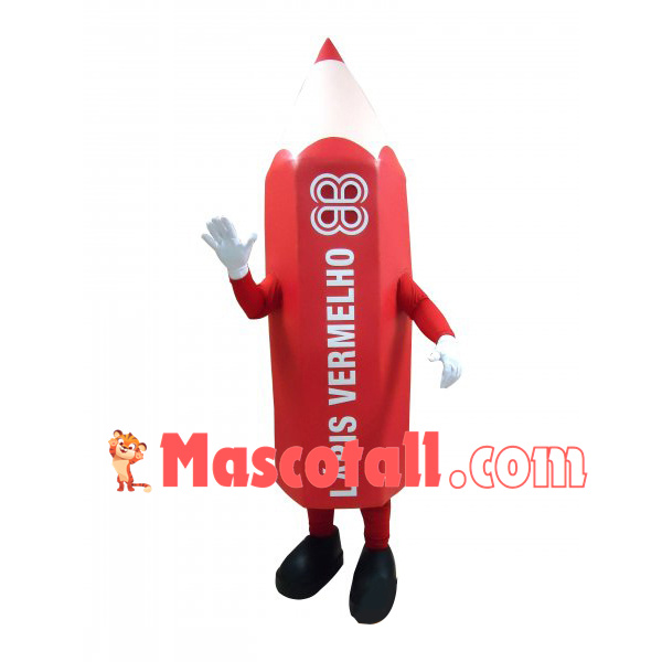 Pointed Top Red Drawing Pencil Mascot Costume