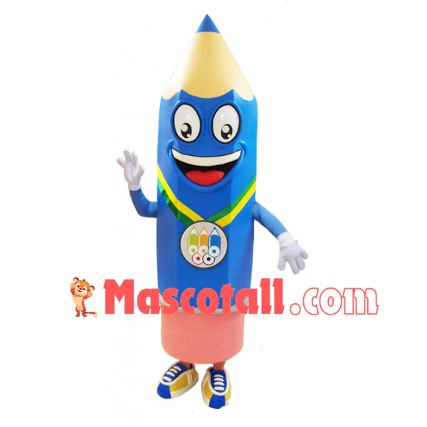 Blue Pencil Mascot Costume For Stationery Store