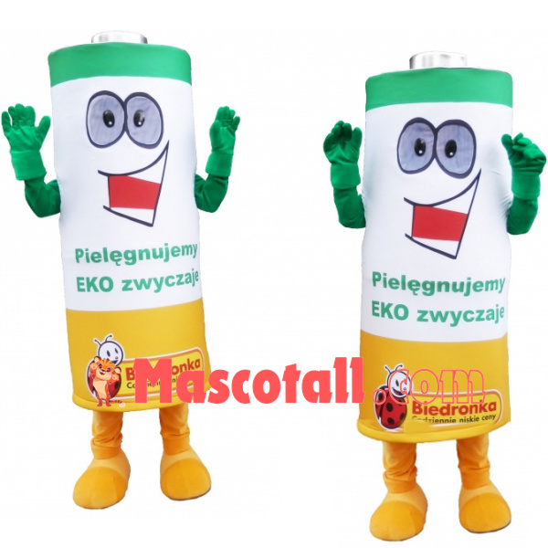 Eco-friendly Battery Mascot Costume for Ladybug Supermarket