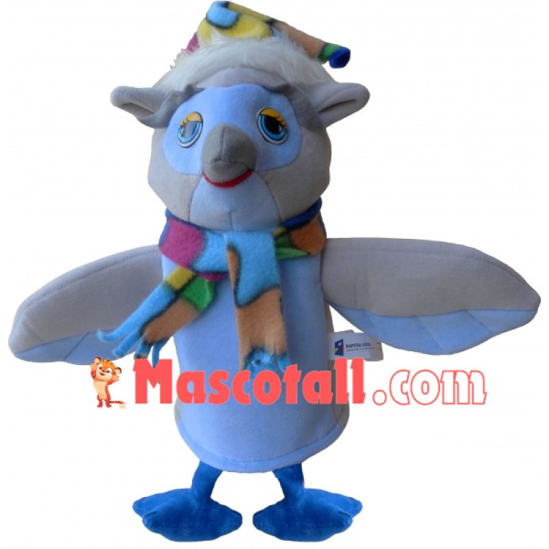 Owl Puppet Wearing Colorful Scarf Mascot Costume