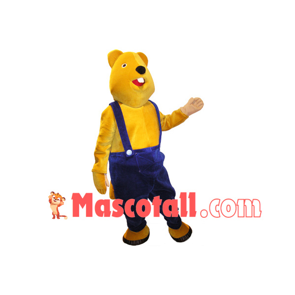 Relaxed Yellow Beaver Adult Mascot Costume