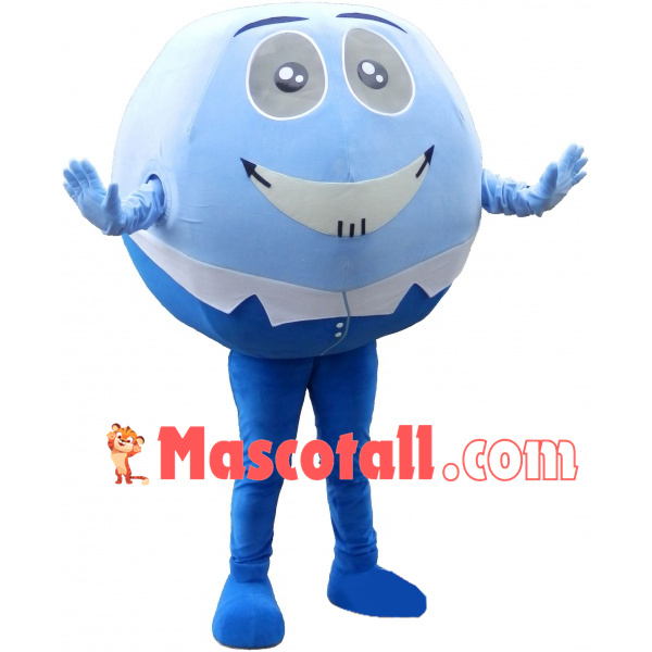 The Laughing Cartoon Light Blue Ball Mascot Costume
