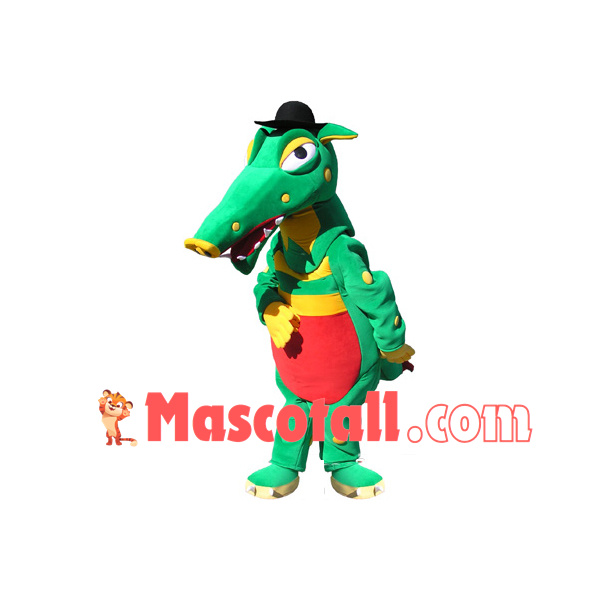 Gentle The Serious Green Crocodile Mascot Costume
