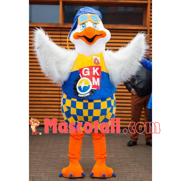 Fully Equipped Skiing Furry Bird Mascot Costume