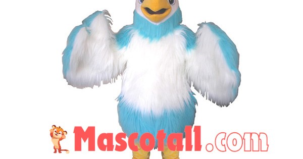 Light Blue & White Long Wool Eagle Mascot Costume