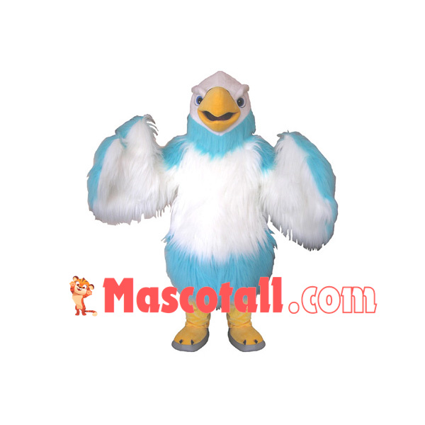 Light Blue & White Long Wool Eagle Mascot Costume