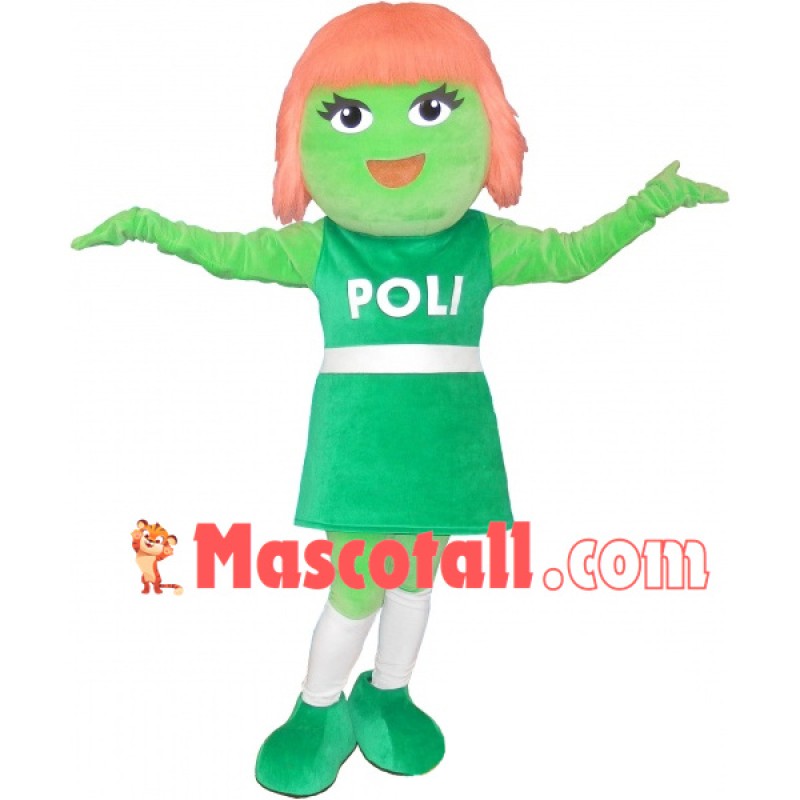 Green Girl Doll of Open Source Software Mascot Costume