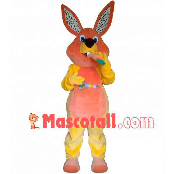 Dotted Ears Rabbit Gnawing Carrot Mascot Costume