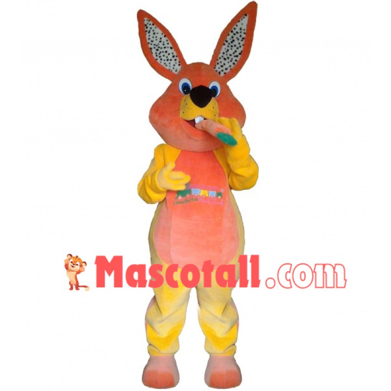 Dotted Ears Rabbit Gnawing Carrot Mascot Costume