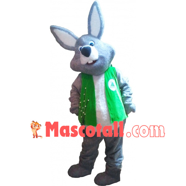 Social Rabbit Wearing Service Vest Mascot Costume