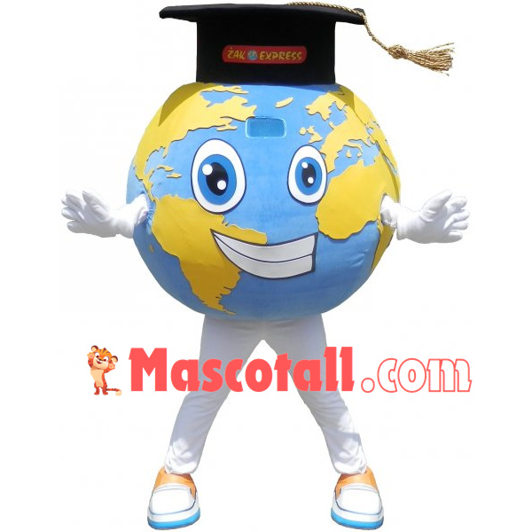 Cartoon Earth Model In Doctor Hat Mascot Costume