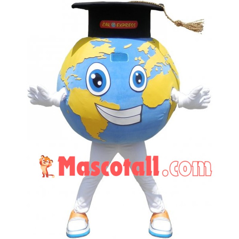 Cartoon Earth Model In Doctor Hat Mascot Costume