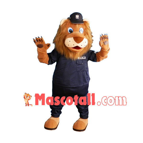 Polish Police Lion In Uniform Mascot Costume
