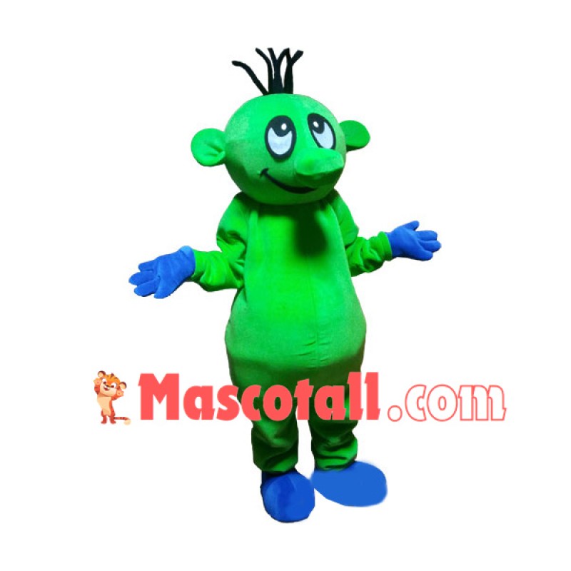Green Big Nose Doll With Few Hairs Mascot Costume