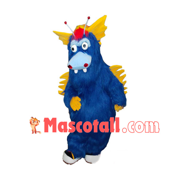 The Blue Furry Dragon With Gills Mascot Costume