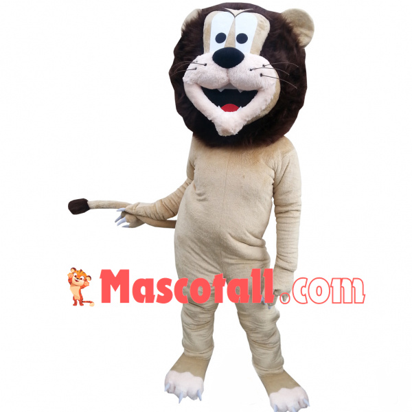 Pulling Tail The Adult Beige Lion Mascot Costume