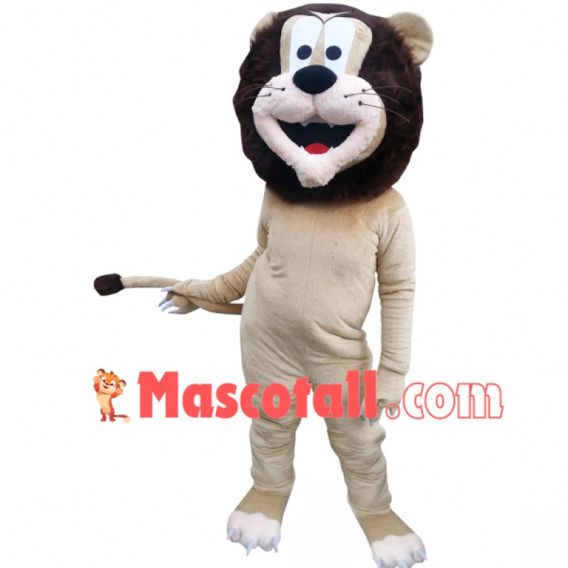 Pulling Tail The Adult Beige Lion Mascot Costume