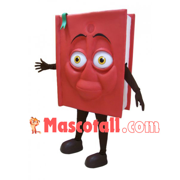 Red Book With Bookmark Cartoon Mascot Costume