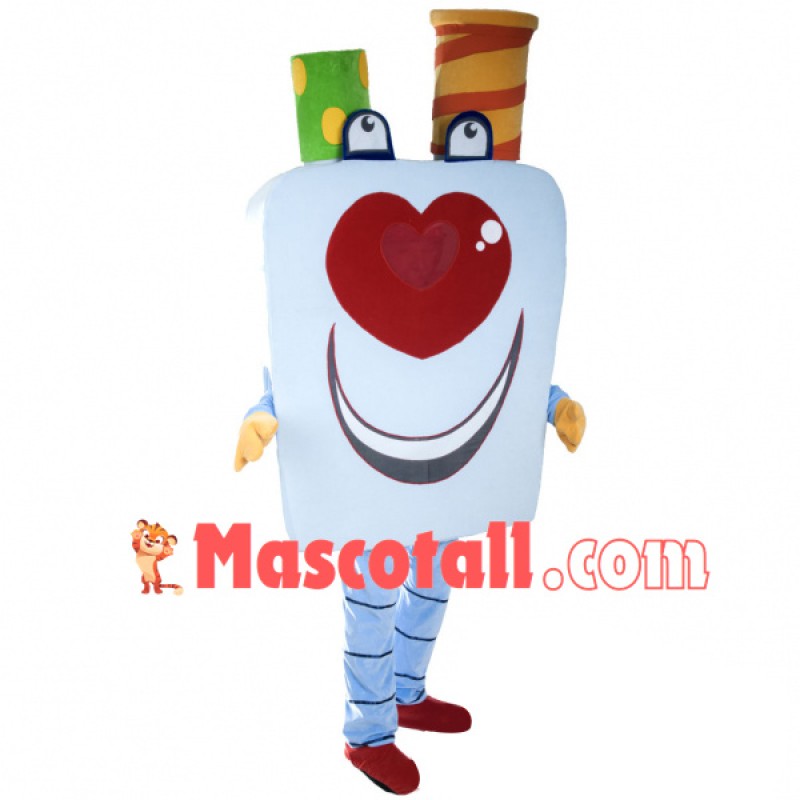 Heart Shaped Nose Square Doll Mascot Costume