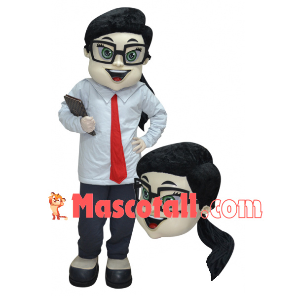 Kind Senior Sister With Ponytail Mascot Costume