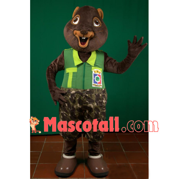 Outdoor Squirrel Wearing Camouflage Pants Mascot Costume