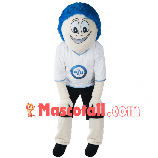 Blue Haired Defender Doll Mascot Costume