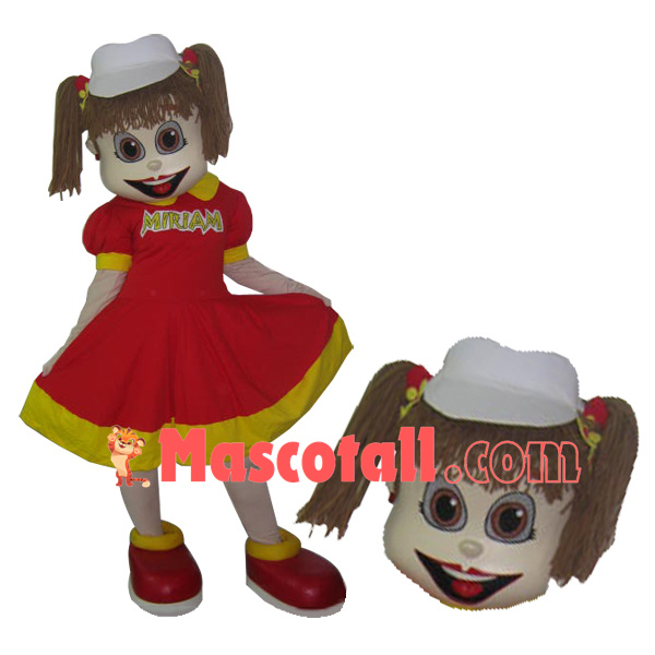 Campus Girl Singer In Red Bud Dress Mascot Costume