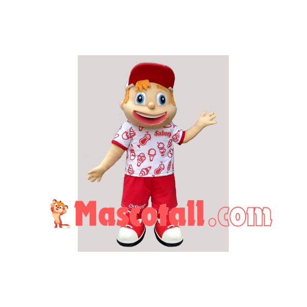 The Cheerful Boy Of Snack Restaurant Mascot Costume