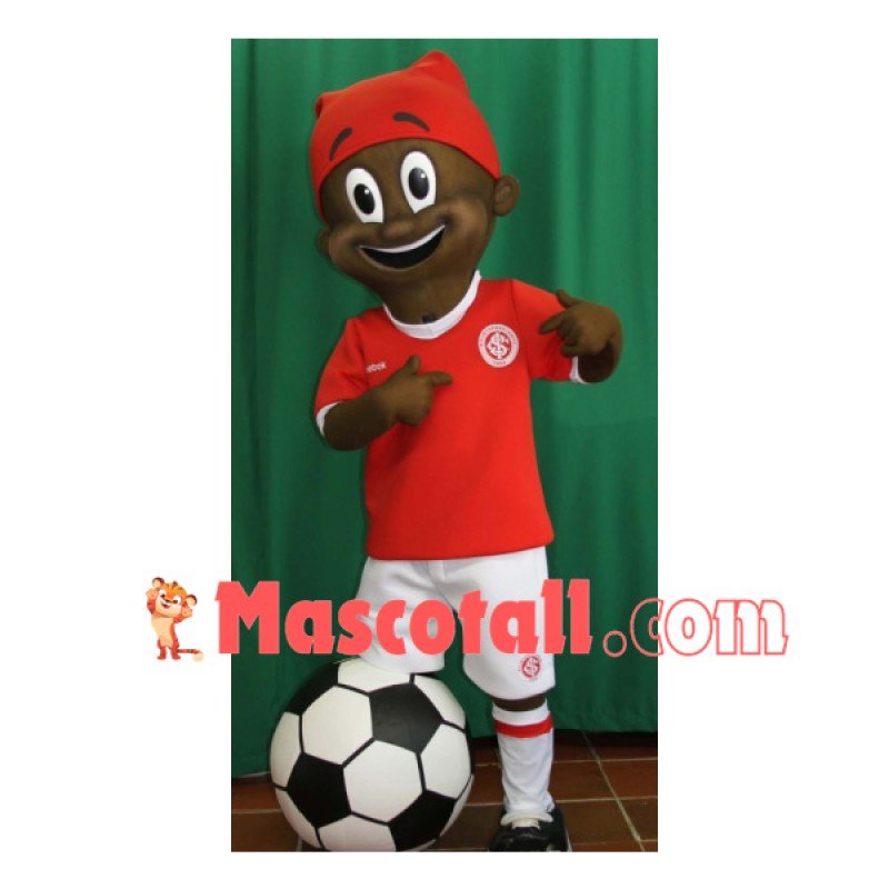 Black Boy Playing Football Mascot Costume