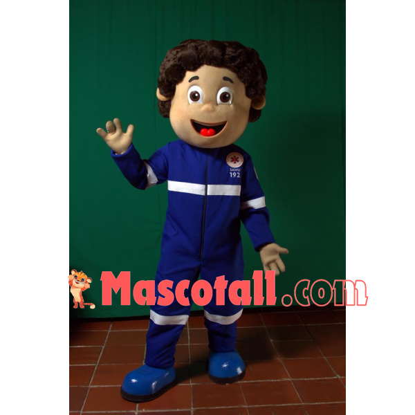 Guild Boy With Curly Hair Mascot Costume