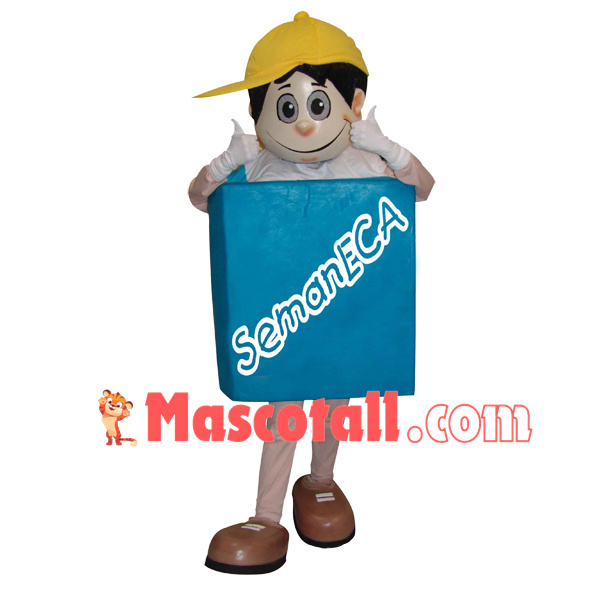 Helpful Boy Holding Big Box Mascot Costume