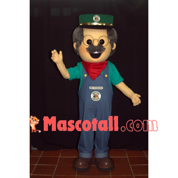 Elder Bearded Man In Uniform Mascot Costume