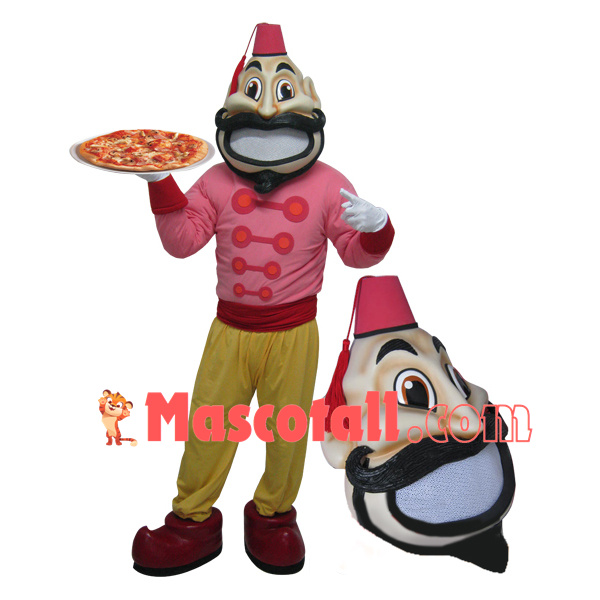 Restaurant Clerk Holding Pizza Mascot Costume
